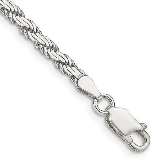 8 Inch Sterling Silver 3.1mm Flat Rope Chain Bracelet