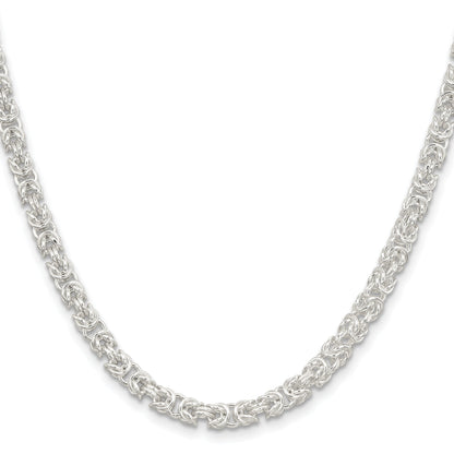 30 Inch Sterling Silver 4.75mm Rounded Byzantine Chain Necklace