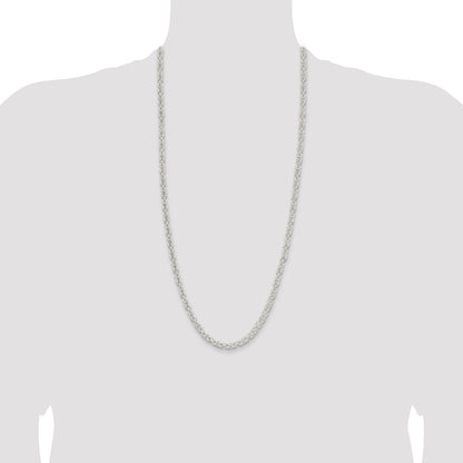 30 Inch Sterling Silver 4.75mm Rounded Byzantine Chain Necklace