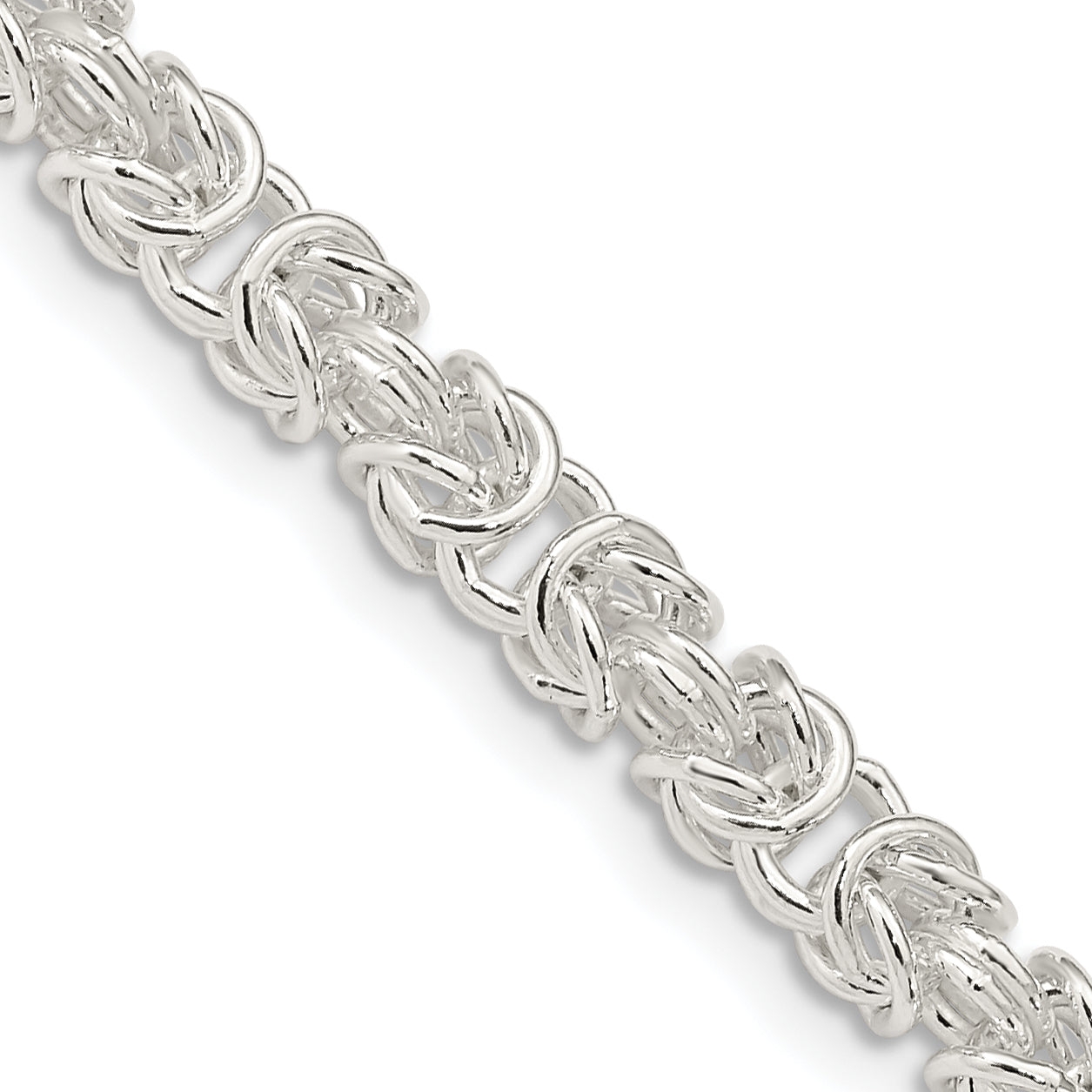 18 Inch Sterling Silver 4.75mm Rounded Byzantine Chain Necklace