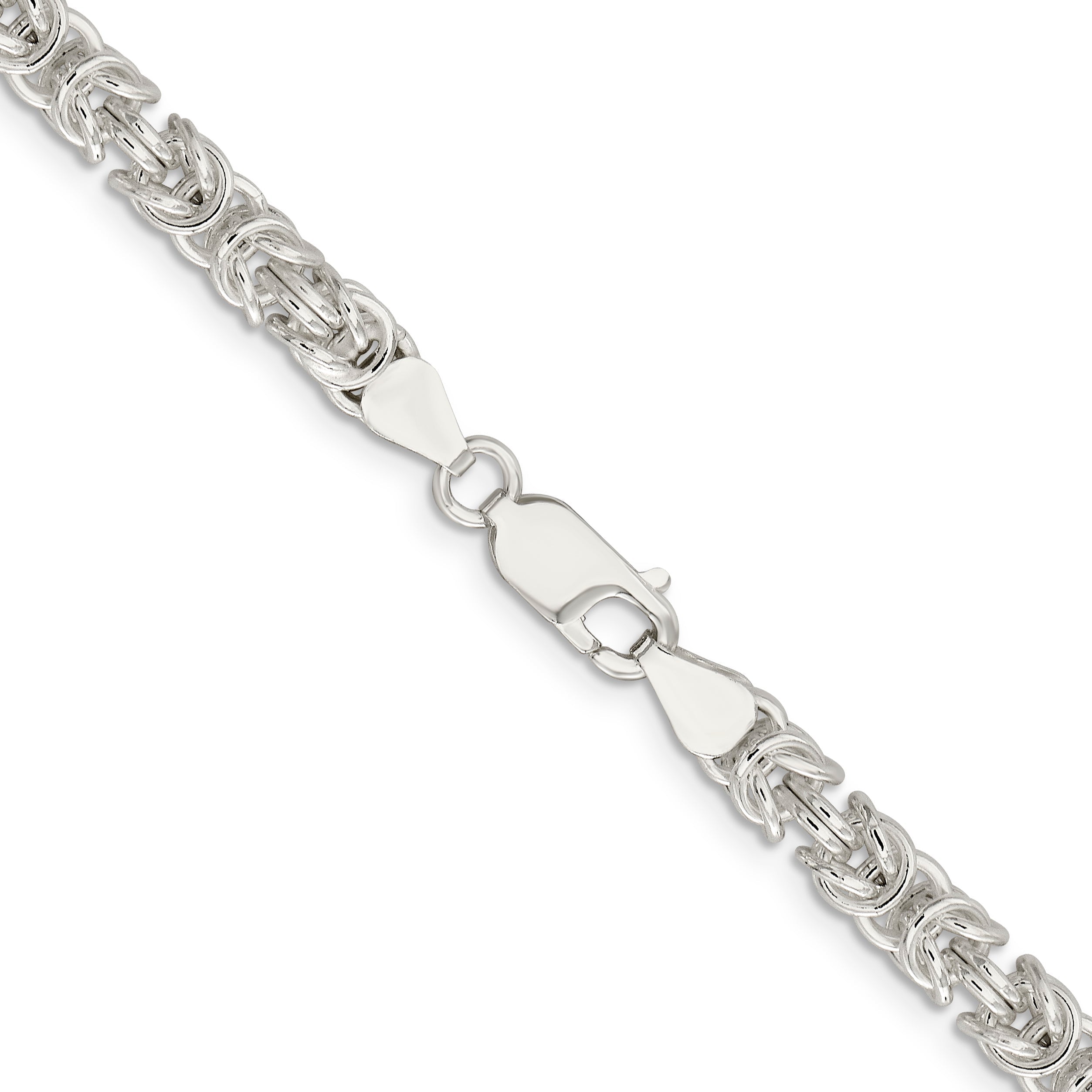 24 Inch Sterling Silver 5.5mm Rounded Byzantine Chain Necklace