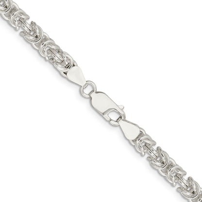 20 Inch Sterling Silver 5.5mm Rounded Byzantine Chain Necklace