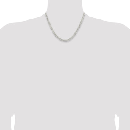 18 Inch Sterling Silver 5.5mm Rounded Byzantine Chain Necklace