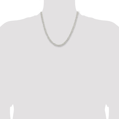 20 Inch Sterling Silver 5.5mm Rounded Byzantine Chain Necklace