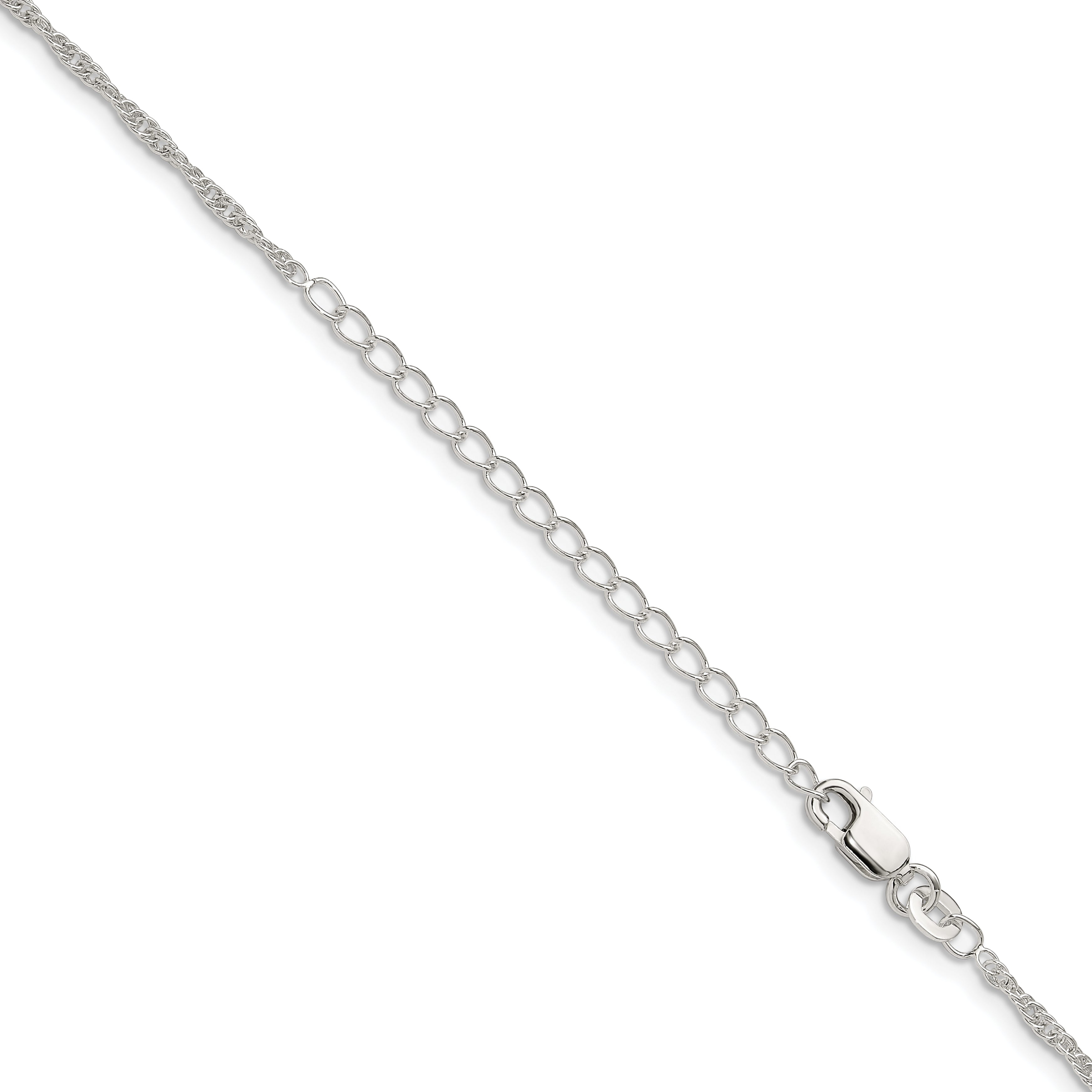18 Inch Sterling Silver 1.95mm Loose Rope Chain W/2In Ext.