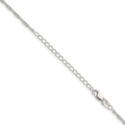18 Inch Sterling Silver 1.95mm Loose Rope Chain W/2In Ext.