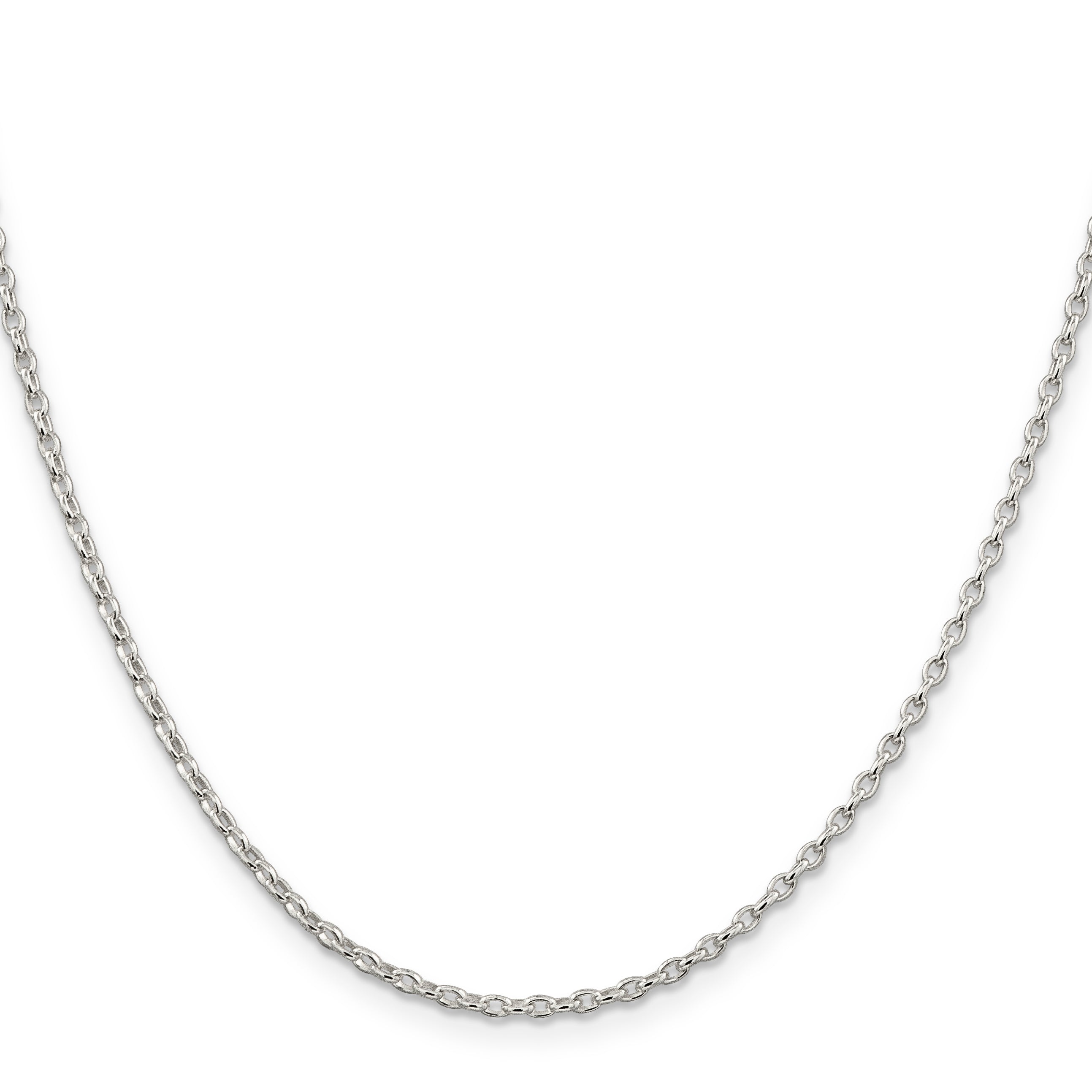 22 Inch Sterling Silver 1.6mm Oval Fancy Rolo Chain Necklace
