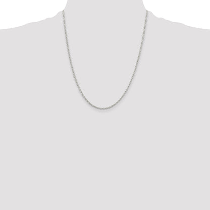 22 Inch Sterling Silver 1.6mm Oval Fancy Rolo Chain Necklace