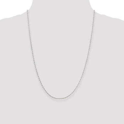 24 Inch Sterling Silver 1.6mm Oval Fancy Rolo Chain Necklace