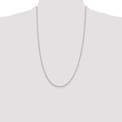 26 Inch Sterling Silver 1.6mm Oval Fancy Rolo Chain Necklace