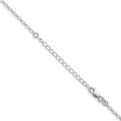 18 Inch Sterling Silver 1.6mm Oval Fancy Rolo Chain W/2In Ext.
