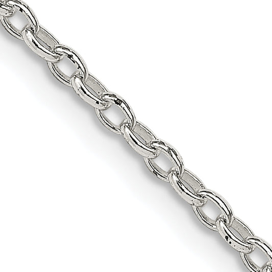18 Inch Sterling Silver 1.6mm Oval Fancy Rolo Chain W/2In Ext.
