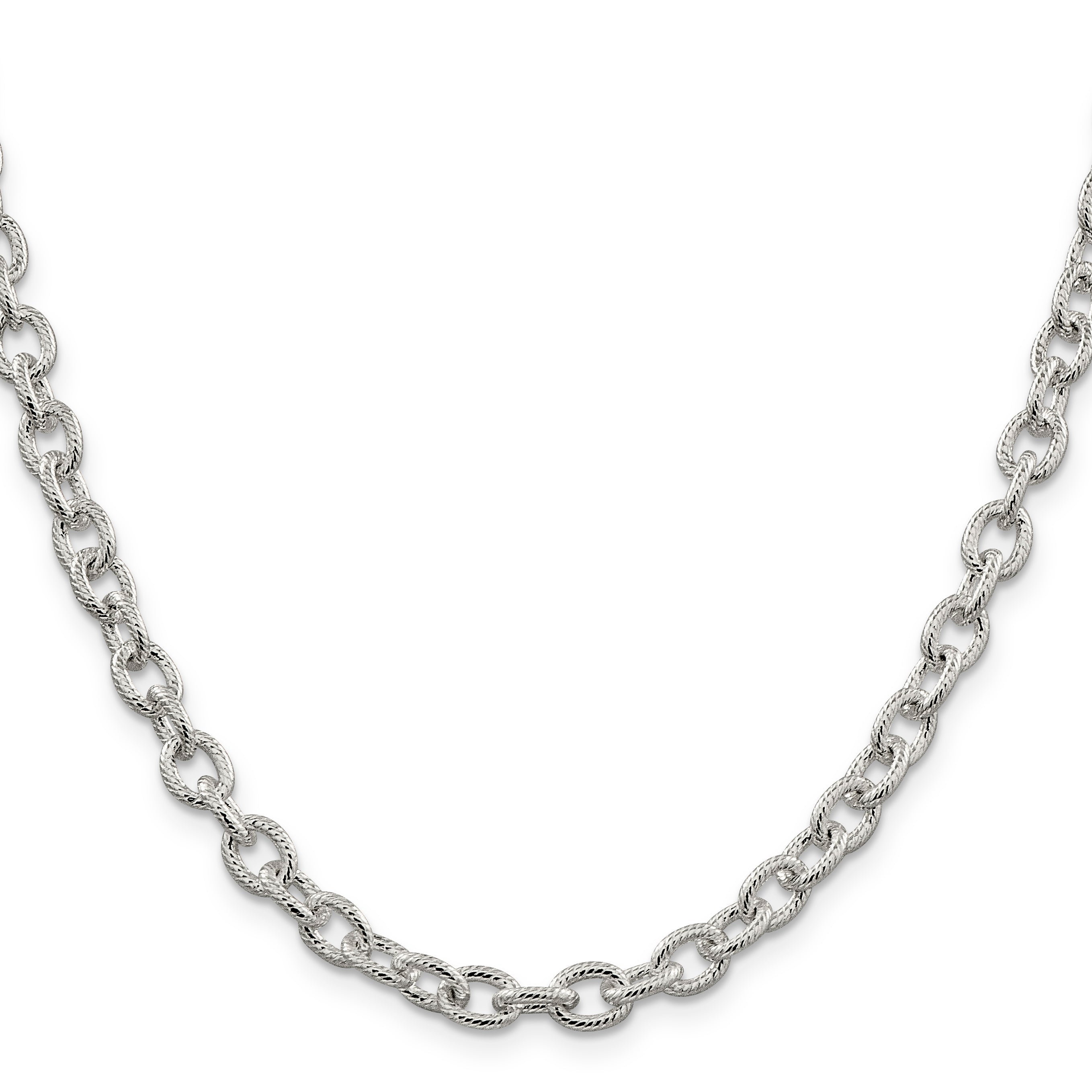 16 Inch Sterling Silver 6.25mm Fancy Patterned Rolo Chain Necklace
