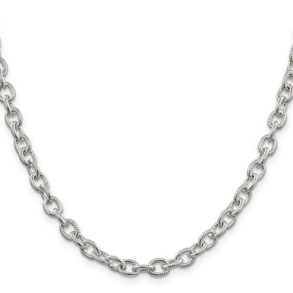 16 Inch Sterling Silver 6.25mm Fancy Patterned Rolo Chain Necklace