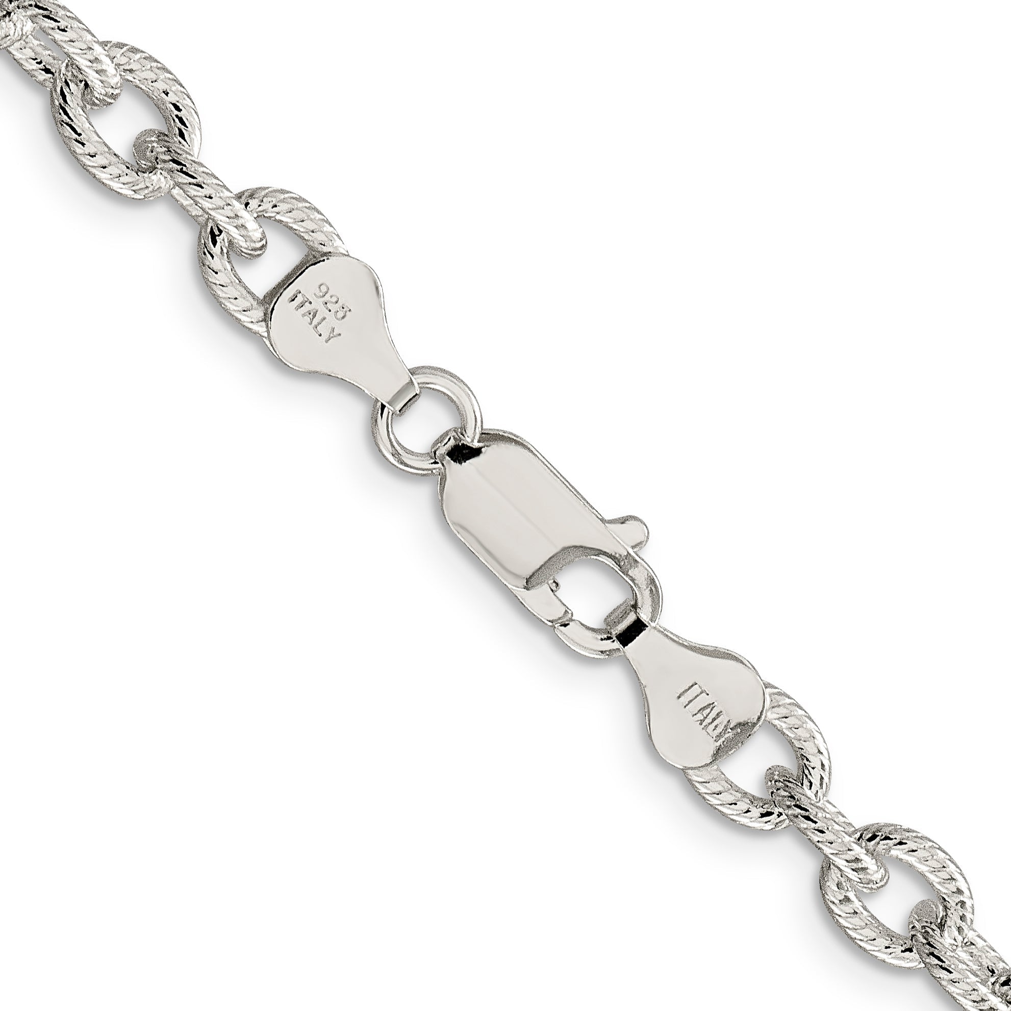 18 Inch Sterling Silver 6.25mm Fancy Patterned Rolo Chain Necklace