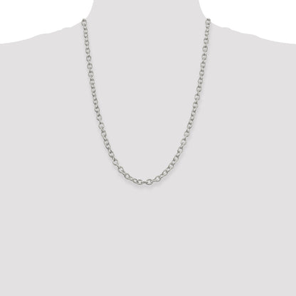 24 Inch Sterling Silver 6.25mm Fancy Patterned Rolo Chain Necklace