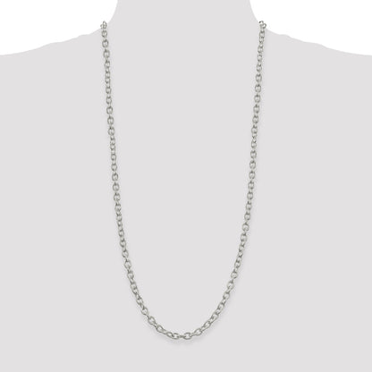 30 Inch Sterling Silver 6.25mm Fancy Patterned Rolo Chain Necklace