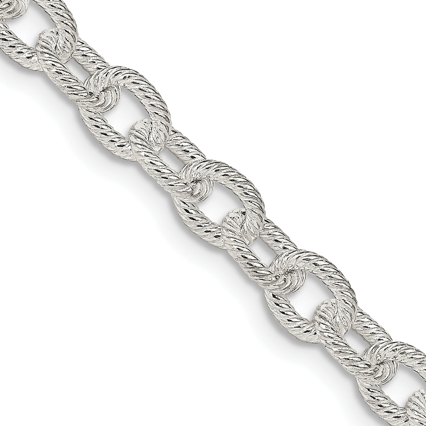 20 Inch Sterling Silver 6.25mm Fancy Patterned Rolo Chain Necklace