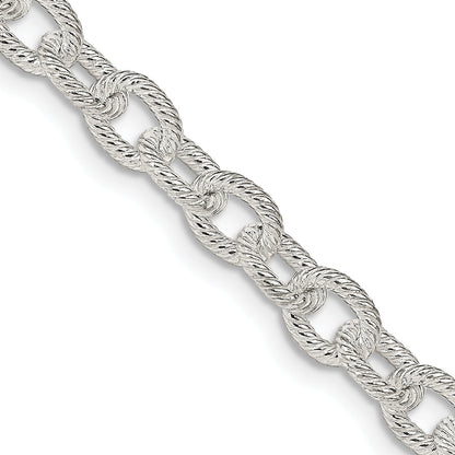 20 Inch Sterling Silver 6.25mm Fancy Patterned Rolo Chain Necklace