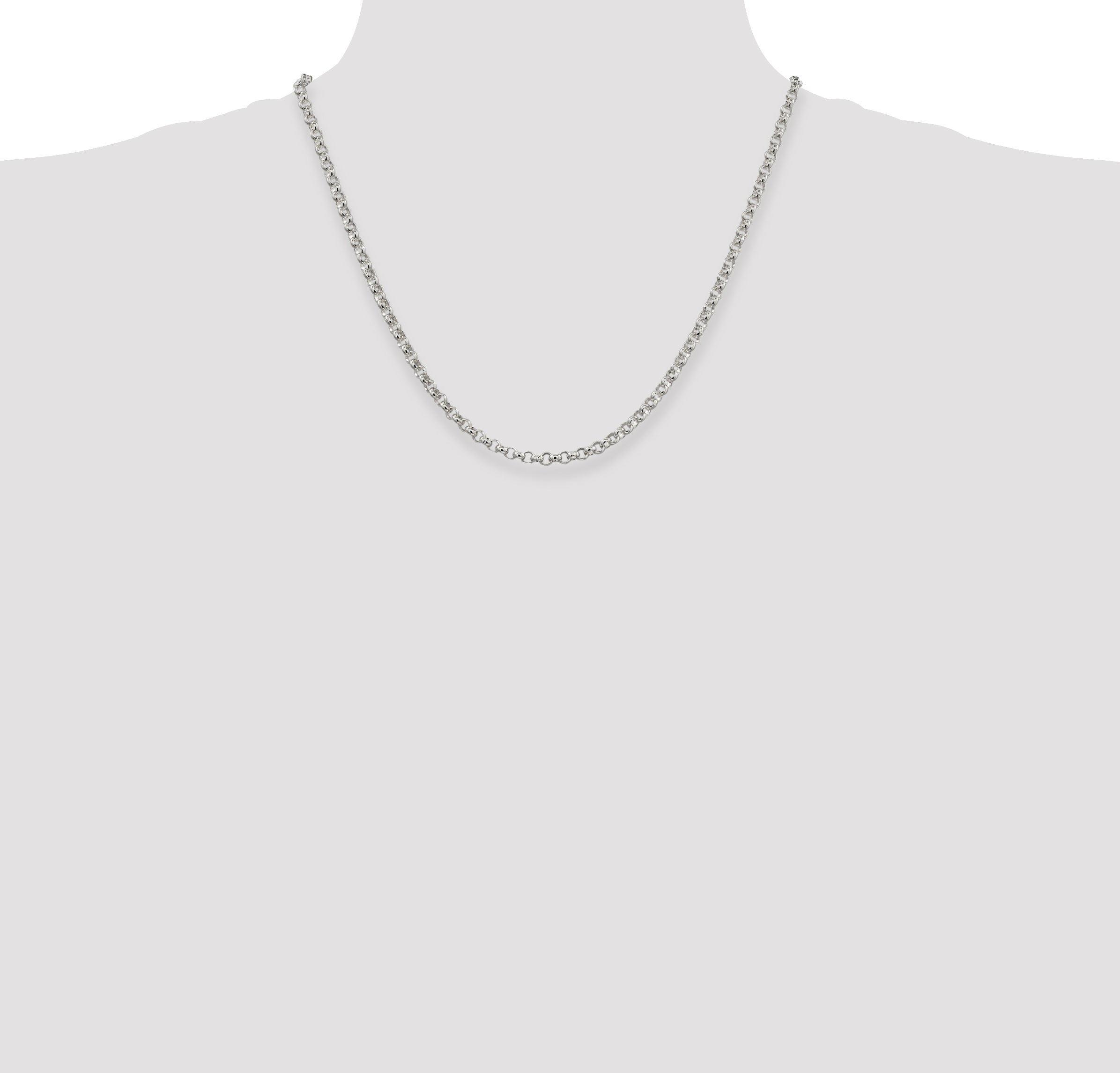 20 Inch Sterling Silver 4mm Rolo Chain Necklace