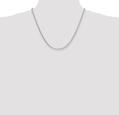 20 Inch Sterling Silver 4mm Rolo Chain Necklace