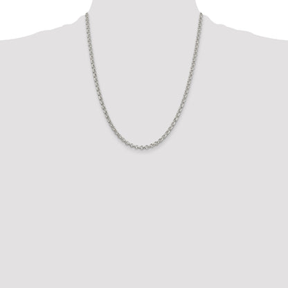 22 Inch Sterling Silver 4mm Rolo Chain Necklace