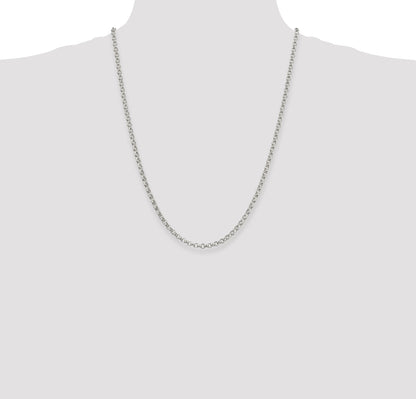 24 Inch Sterling Silver 4mm Rolo Chain Necklace