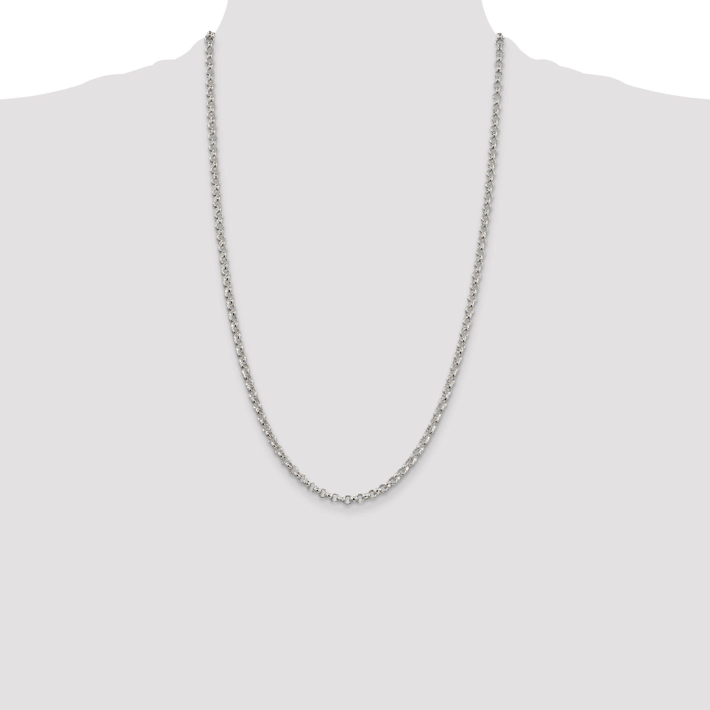 26 Inch Sterling Silver 4mm Rolo Chain Necklace