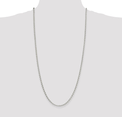 30 Inch Sterling Silver 4mm Rolo Chain Necklace