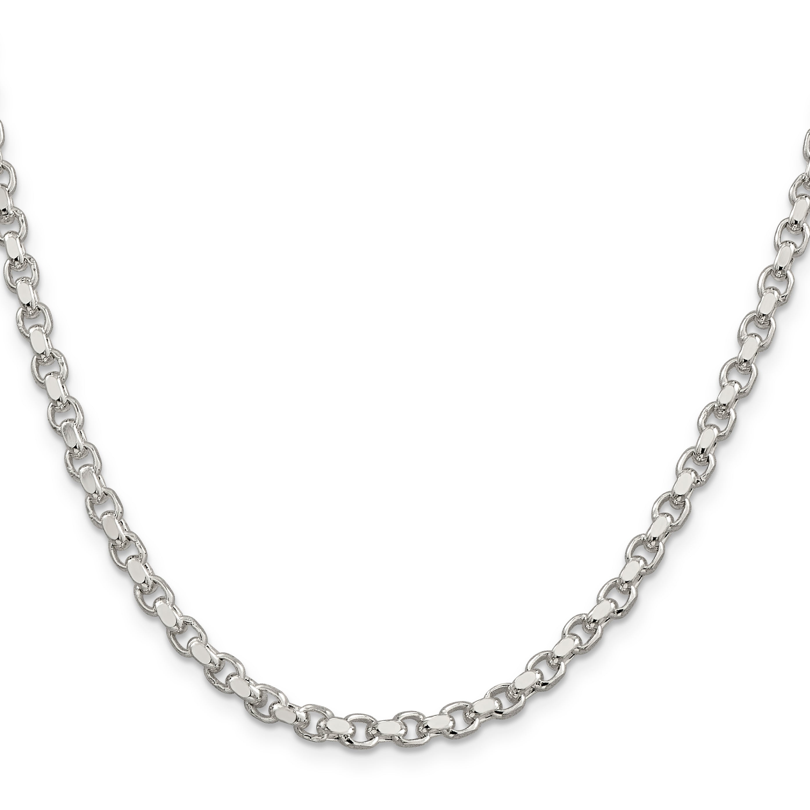 18 Inch Sterling Silver 4mm Diamond-Cut Rolo Chain Necklace
