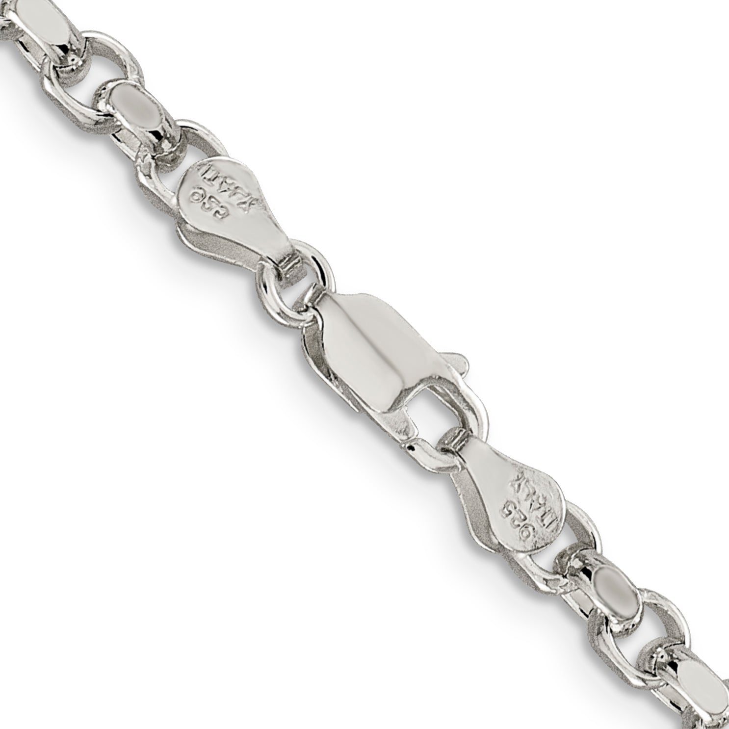 30 Inch Sterling Silver 4mm Diamond-Cut Rolo Chain Necklace