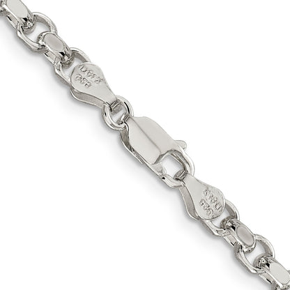 24 Inch Sterling Silver 4mm Diamond-Cut Rolo Chain Necklace