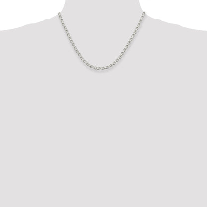 18 Inch Sterling Silver 4mm Diamond-Cut Rolo Chain Necklace