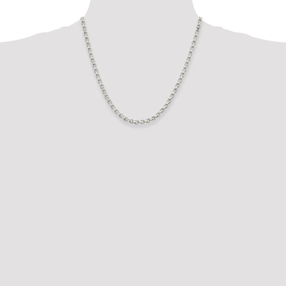 20 Inch Sterling Silver 4mm Diamond-Cut Rolo Chain Necklace
