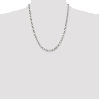 22 Inch Sterling Silver 4mm Diamond-Cut Rolo Chain Necklace