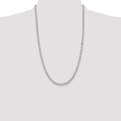 26 Inch Sterling Silver 4mm Diamond-Cut Rolo Chain Necklace