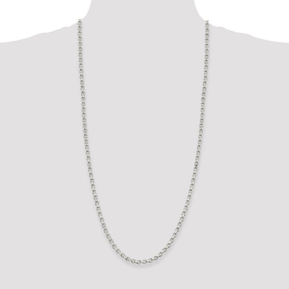 30 Inch Sterling Silver 4mm Diamond-Cut Rolo Chain Necklace