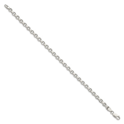 8 Inch Sterling Silver 4mm Diamond-Cut Rolo Chain Bracelet