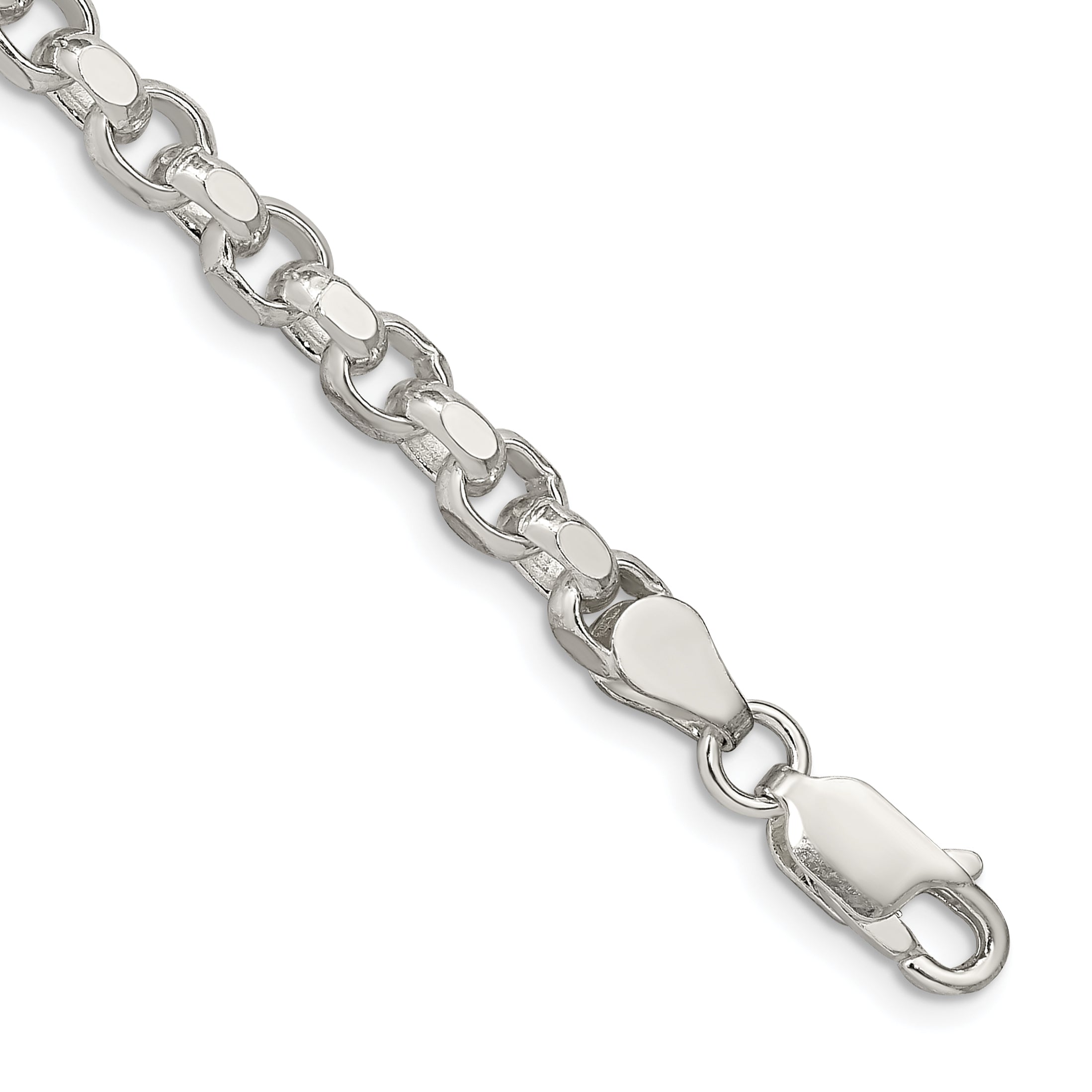 8 Inch Sterling Silver 4mm Diamond-Cut Rolo Chain Bracelet