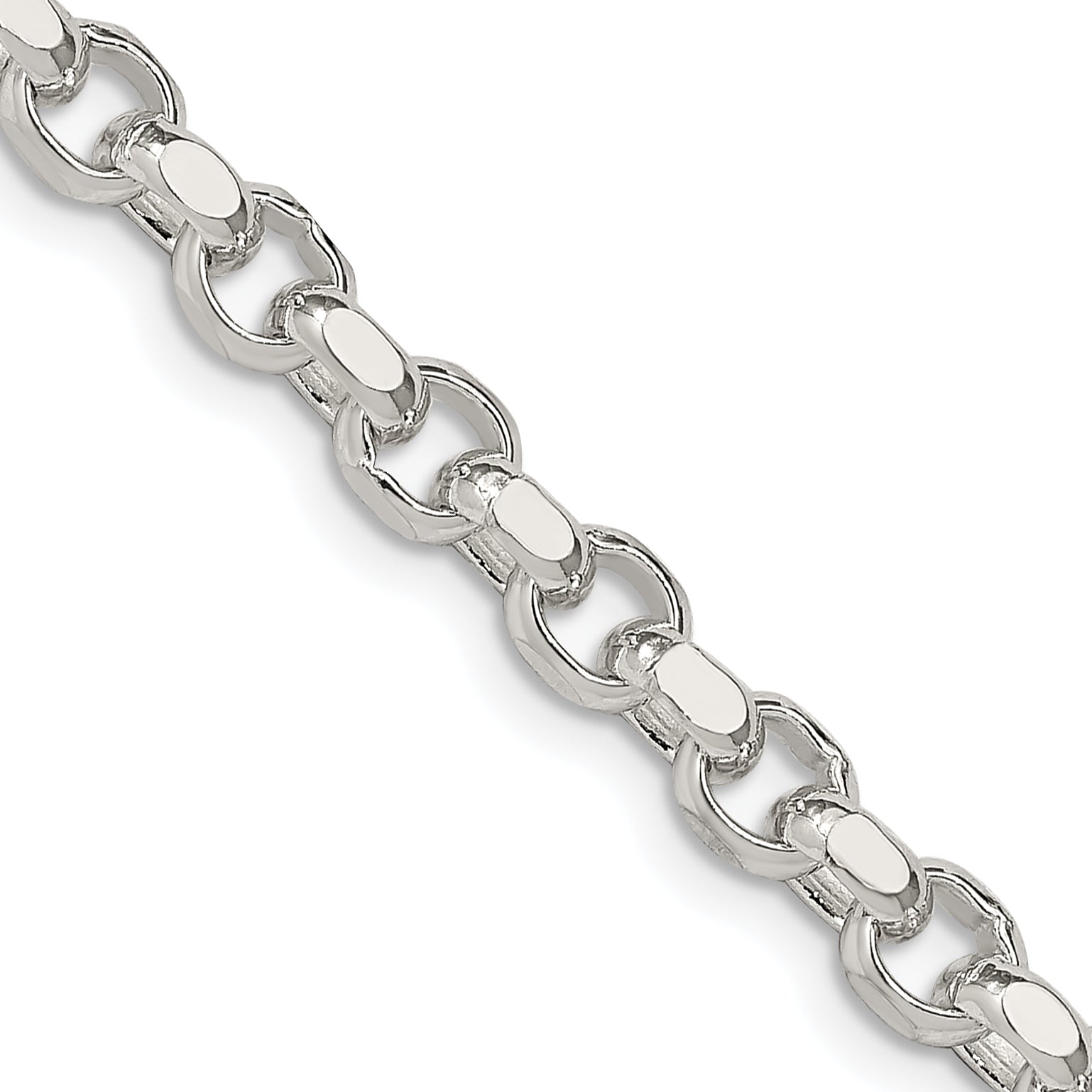 18 Inch Sterling Silver 4mm Diamond-Cut Rolo Chain Necklace