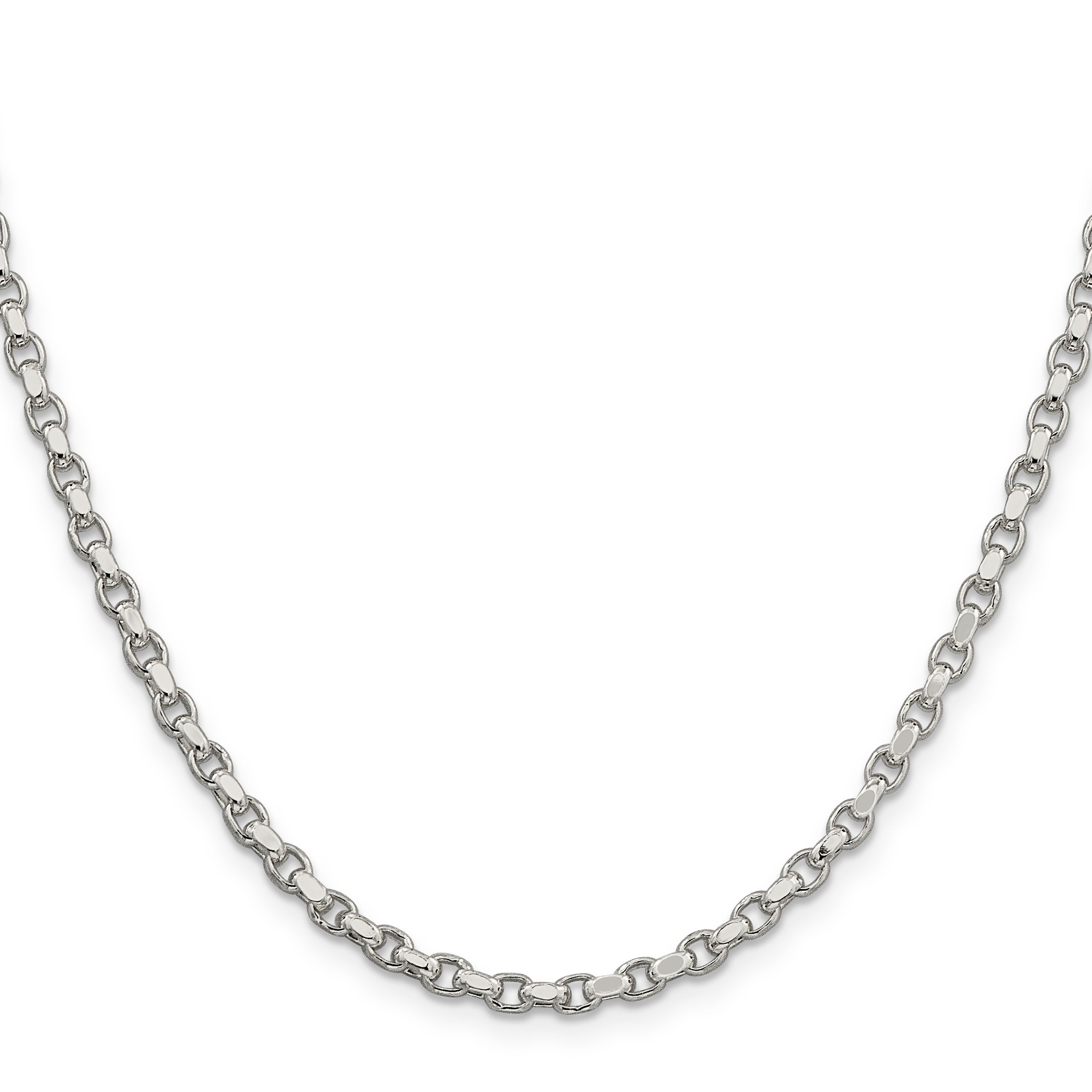26 Inch Sterling Silver 3.5mm Diamond-Cut Rolo Chain Necklace