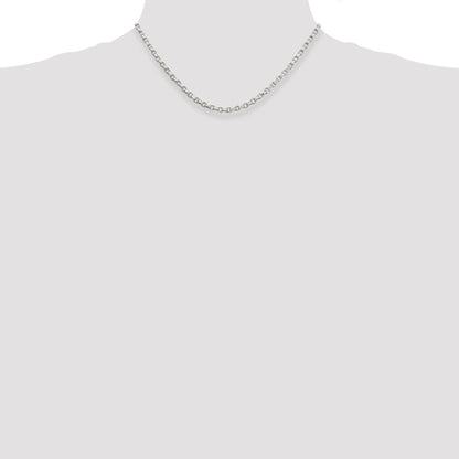 16 Inch Sterling Silver 3.5mm Diamond-Cut Rolo Chain Necklace