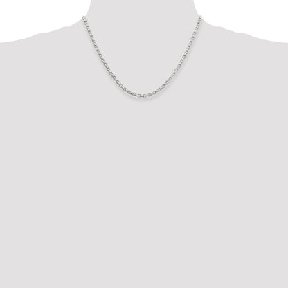 18 Inch Sterling Silver 3.5mm Diamond-Cut Rolo Chain Necklace