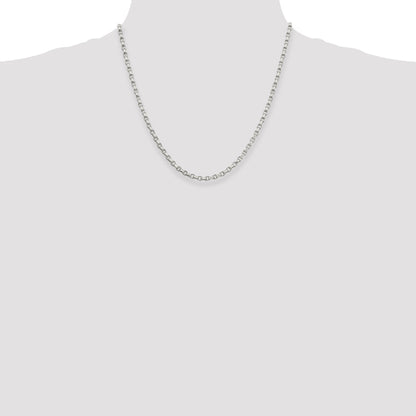 20 Inch Sterling Silver 3.5mm Diamond-Cut Rolo Chain Necklace