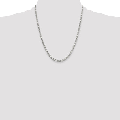 22 Inch Sterling Silver 3.5mm Diamond-Cut Rolo Chain Necklace