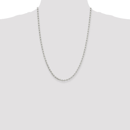 24 Inch Sterling Silver 3.5mm Diamond-Cut Rolo Chain Necklace