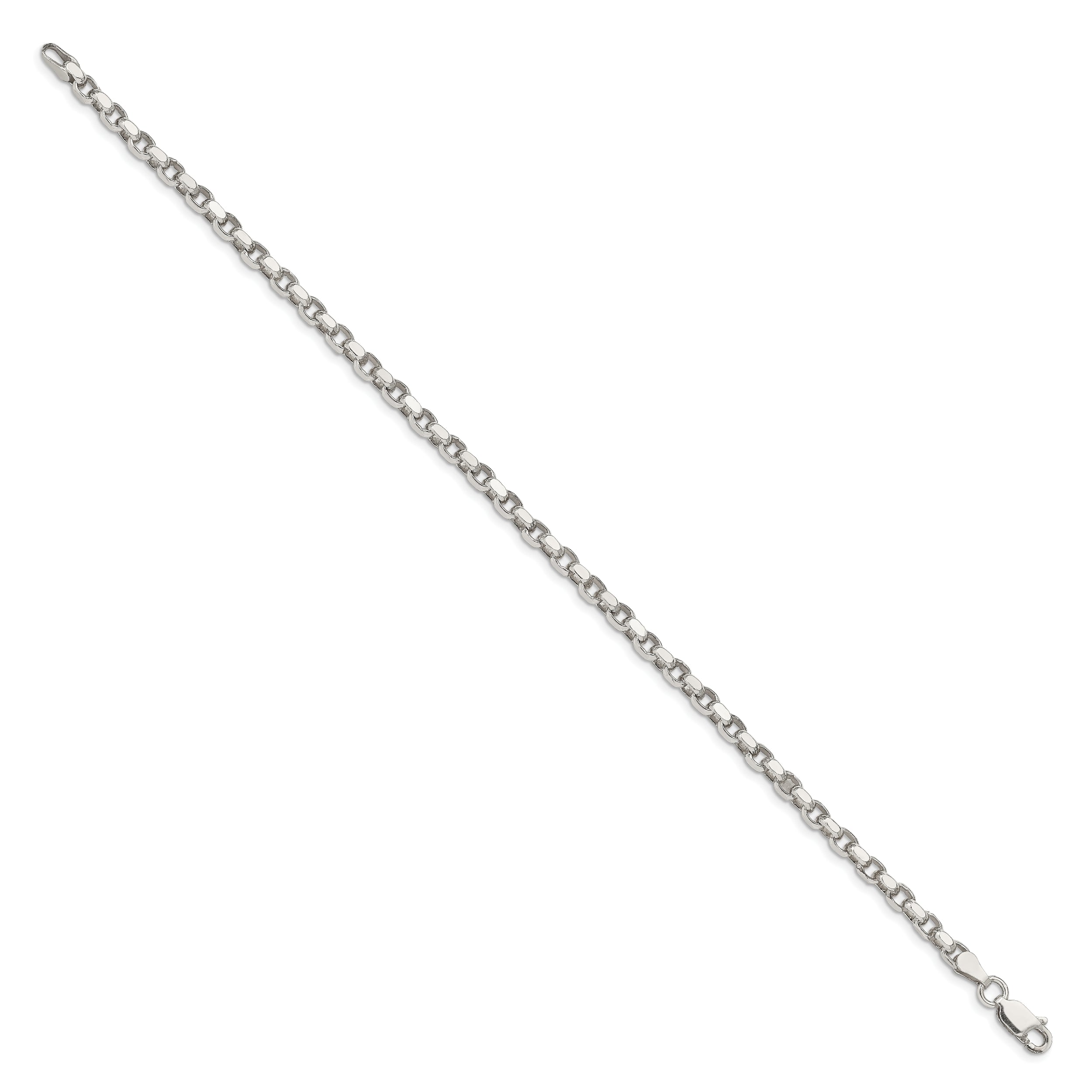 7 Inch Sterling Silver 3.5mm Diamond-Cut Rolo Chain Bracelet