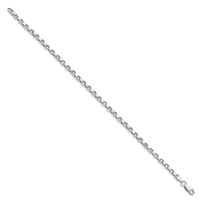 7 Inch Sterling Silver 3.5mm Diamond-Cut Rolo Chain Bracelet