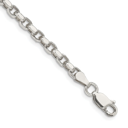 8 Inch Sterling Silver 3.5mm Diamond-Cut Rolo Chain Bracelet