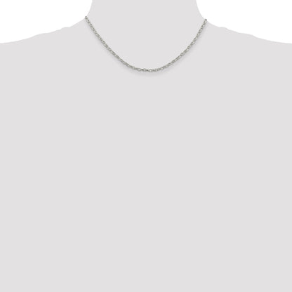 16 Inch Sterling Silver 3mm Fancy Patterned Rolo Chain Necklace